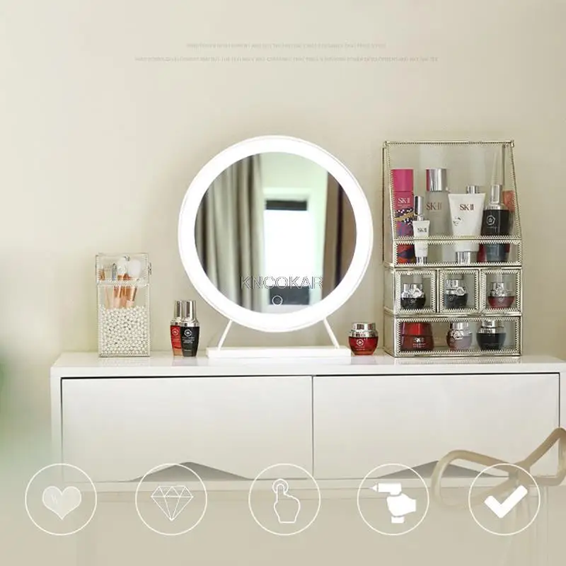 Desktop Bluetooth three color LED light cosmetic mirror Special cosmetic mirror with light Multifunctional desk lamp mirror