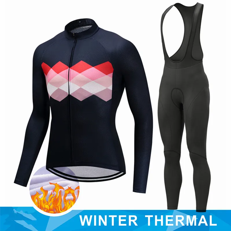 2024 Pro Team Winter Thermal Fleece Cycling Jersey Set Long Sleeve Bicycle Clothing MTB Bike Wear Maillot Ropa Ciclismo Cycling