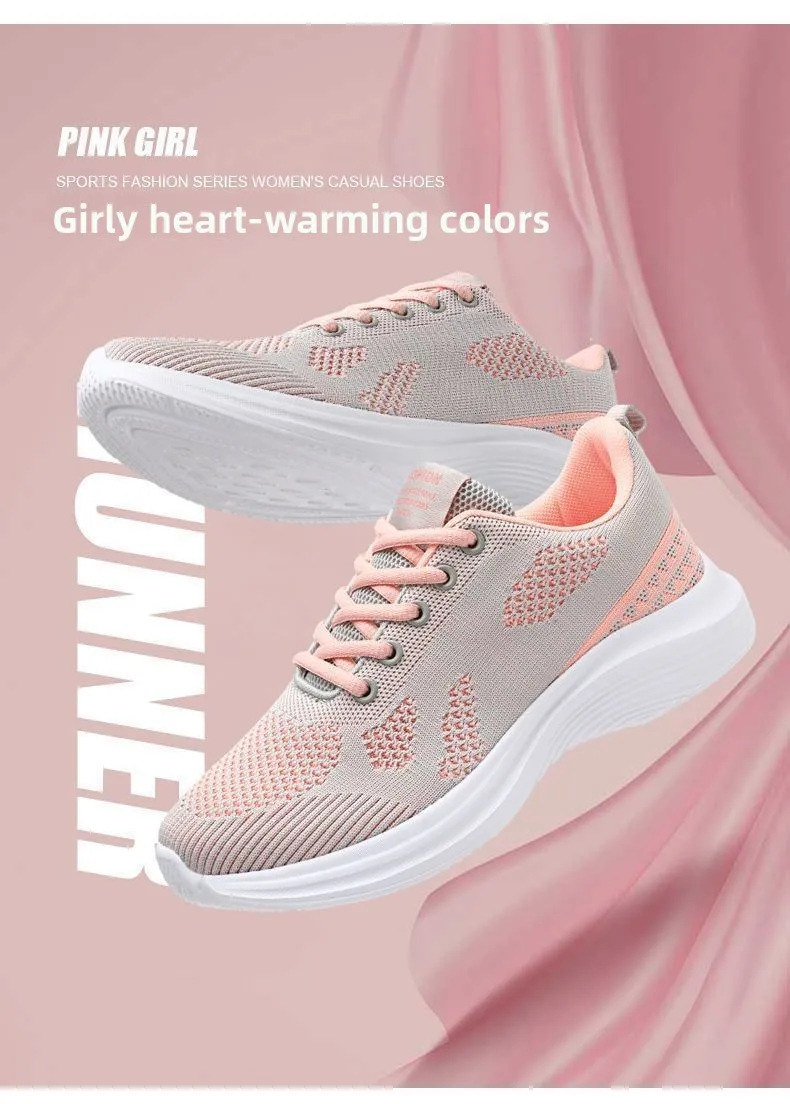 Damen-Sneaker zum Laufen, atmungsaktiv, mit Schnürung und Mesh-Material, rutschfest, leicht, bequem, ideal für sportliche Aktivitäten, zum Spazierengehen und für den Alltag. – Detail 1