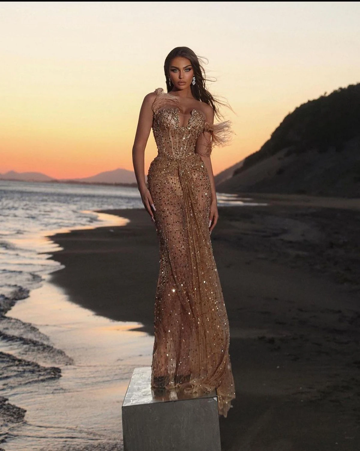 Luxurious Crystal Evening Dresses Sequined Spagheti Straps Mermaid Prom Dress New Designed Elegant Formal Party Gowns