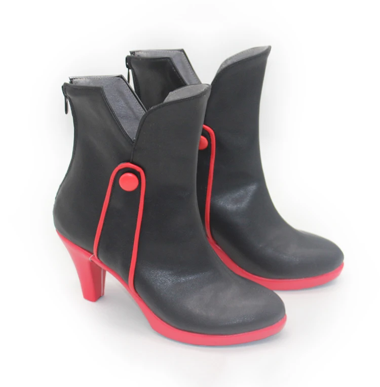 Jogo gnosia sq cosplay sapatos botas preto couro do plutônio botas de salto alto traje sapatos halloween carnaval festa adereços para mulheres