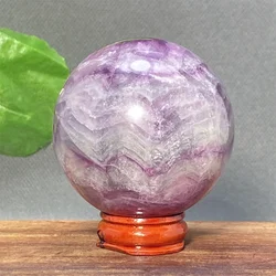 Natural Gemstone Colored Fluorite Crystal Ball Polished Reiki Massage Energy Sphere Chakra Witchcraft Home Decor + Base