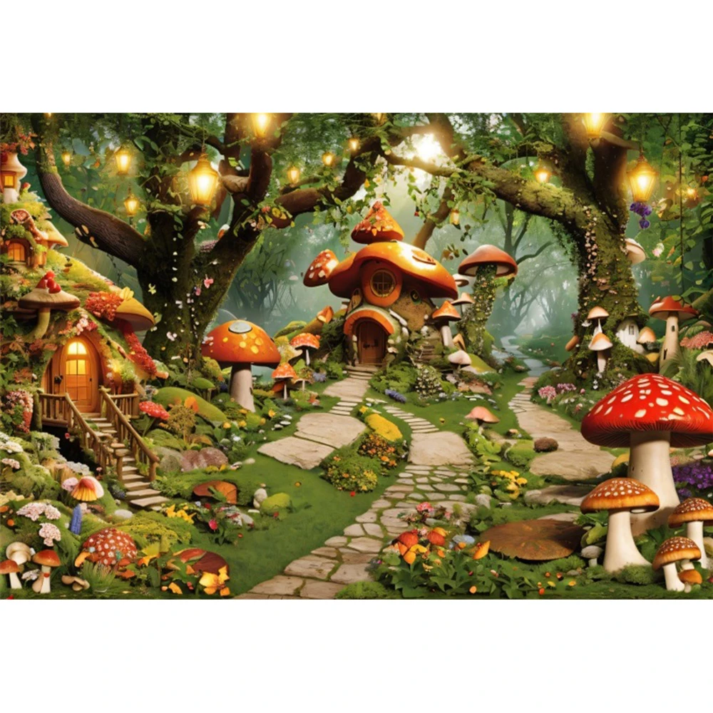 ฉากหลังเห็ดอาบน้ำเด็กถ่ายภาพของตกแต่งปาร์ตี้วันเกิดแรกเกิดภาพถ่ายป่าฝันพื้นหลัง