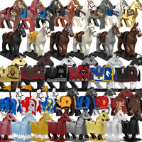 MOC Medieval Solider Knight War Horse Collection Building Blocks Castle Heavy Armored War Of The Roses Horse Saddle Rope Kid Toy