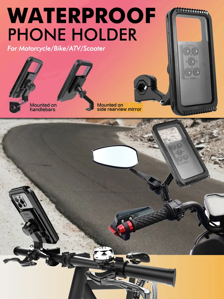 AliExpress NONE Waterproof Phone Holder for Motorcycle/Bike/Atv/Scooter PET Material Front and Rear Touch Screens Transparent Rear Cover
