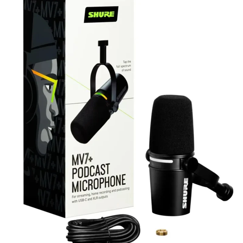 Shure MV7+ Dynamic Podcast Microphone with Voice Isolation Studio-Quality Streaming LED Panels for Broadcast and Streaming view 5