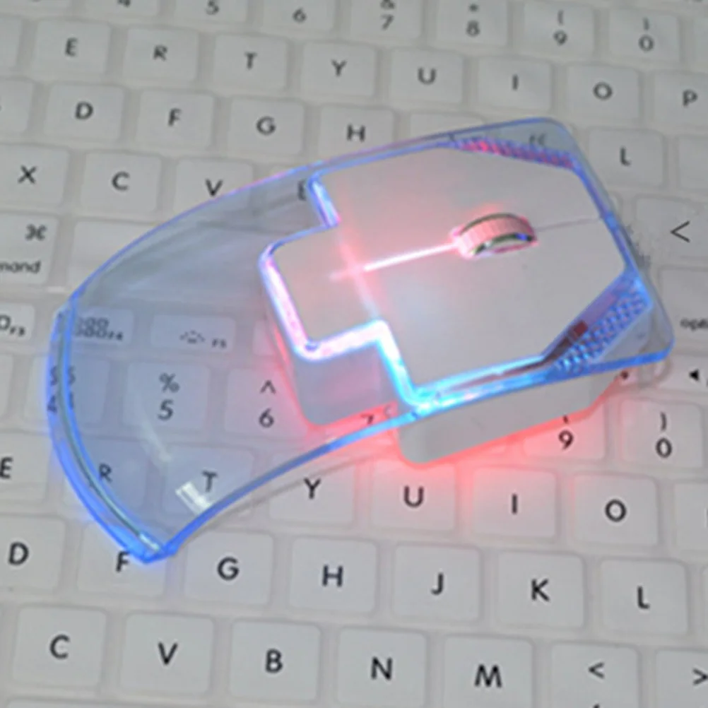

Wireless Mouse 2.4G Transparent Blue Illumination Ergonomic Up To 10M Operating Distance Plug Play Smooth Gaming Mouse