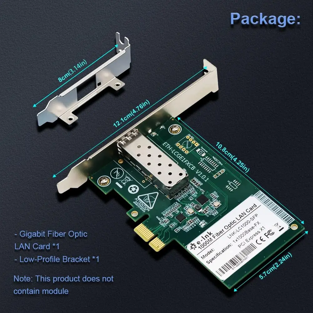 Gigabit Ethernet PCI Express PCI-E Network Card 10/100/1000Mbps SFP LAN Adapter Converter, PCI Express LAN Adapter Supports Win