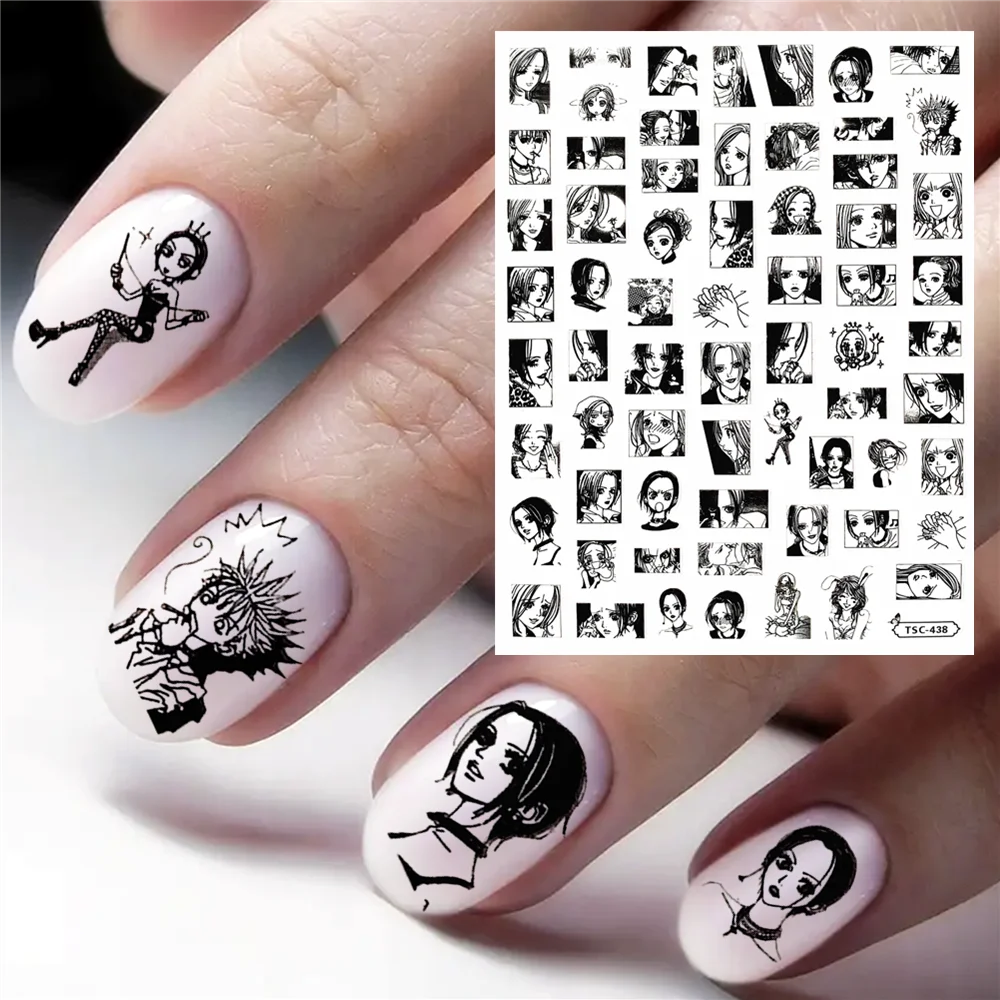 TSC-408 TSC-438 Beautiful lead singer NANA Cat\'s Eye Queen DIY 3D Back glue Nail Art Stickers Decals Sliders