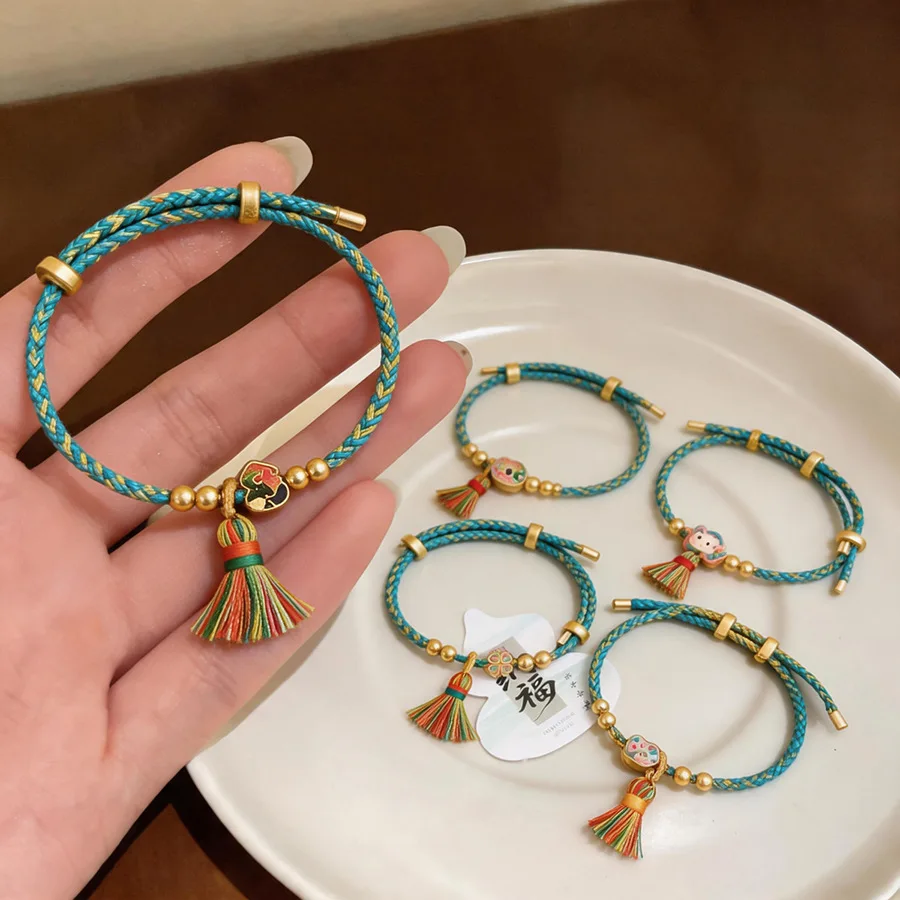 Multi-style Braided Rope Bracelets Women  Adjustable Woven Colorful Tassel Bangles Dragon Boat Festival Holiday Lucky Jewelry K