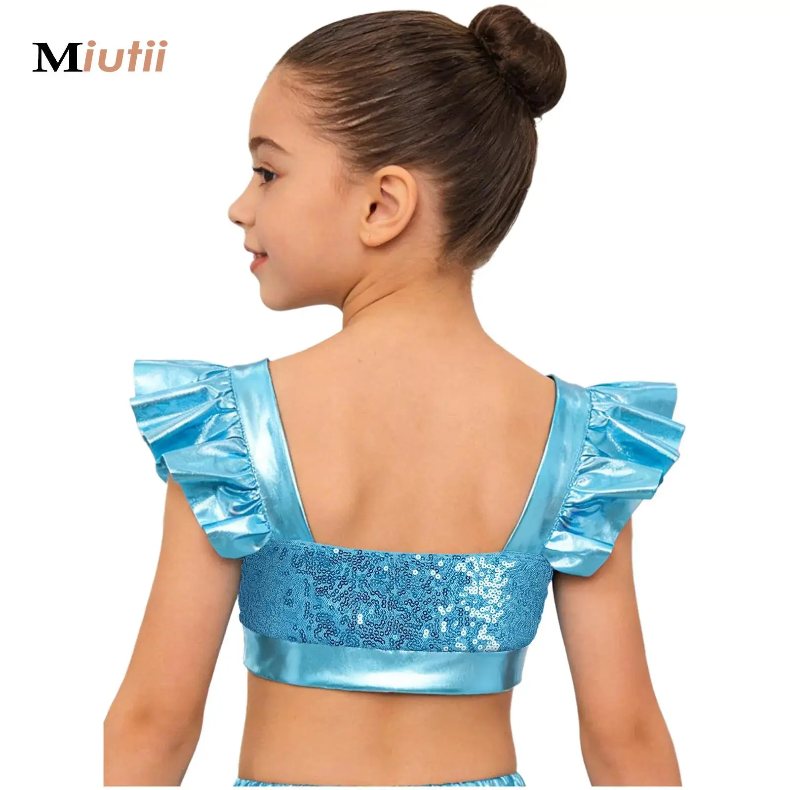 

Sequins Tops for Girl Children Metallic Sparkly Vests Crop Top Music Festival Rave Party Dancewear Jazz Dance Costume Dancewear