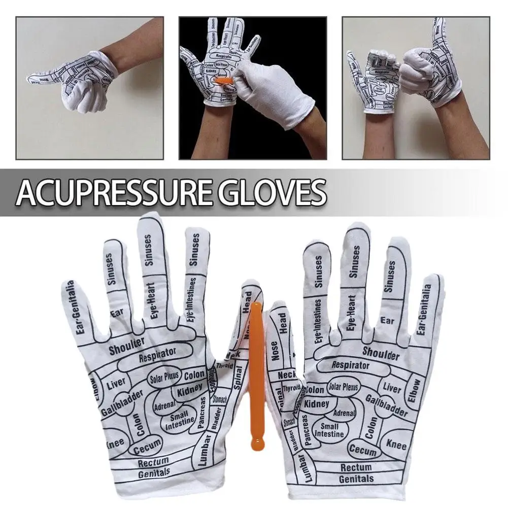 

Hand Reflexology Acupoint Acupressure Tools Glove Hands Point Spa Mittens Exfoliator Textured Reusable Household Gloves C0A5