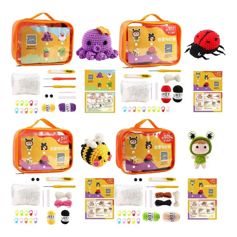 Beginners Crochet Kit Crochet Animal Kit With Yarn Step-by-Step Instructions Video Crochet Starterr Kit For Beginner DIY Craft