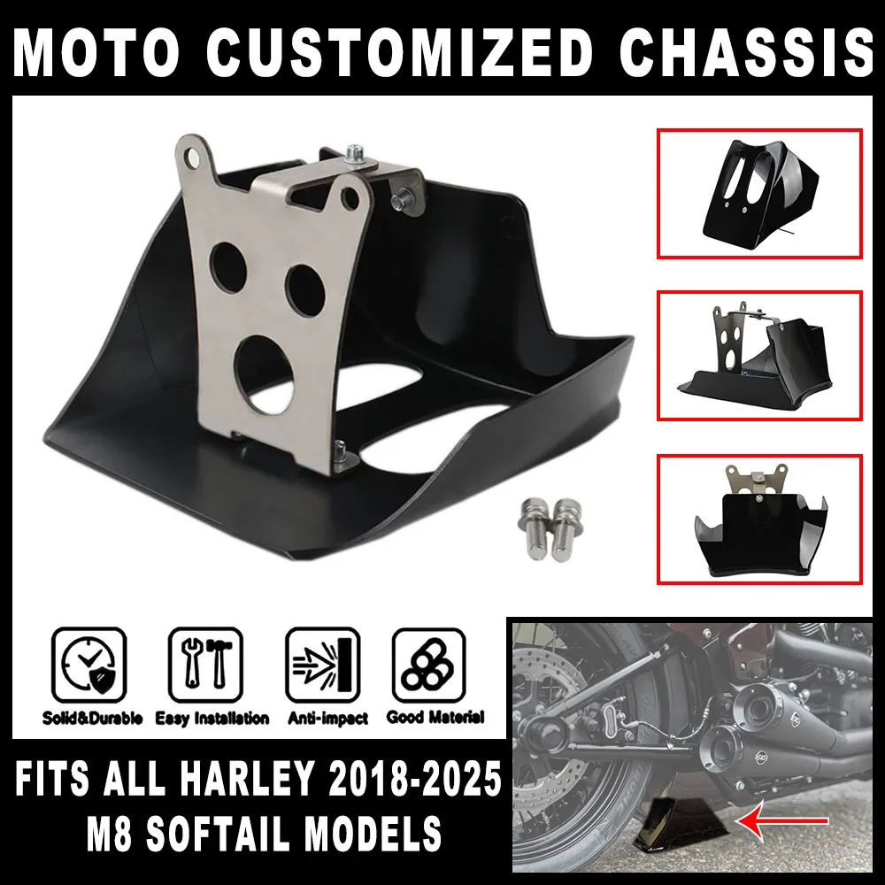 

For Harley All 2018-2025 M8 Softail Models Accessory Customized Motorcycle Chassis Protection Rear Frame Spoiler Black Body Cove