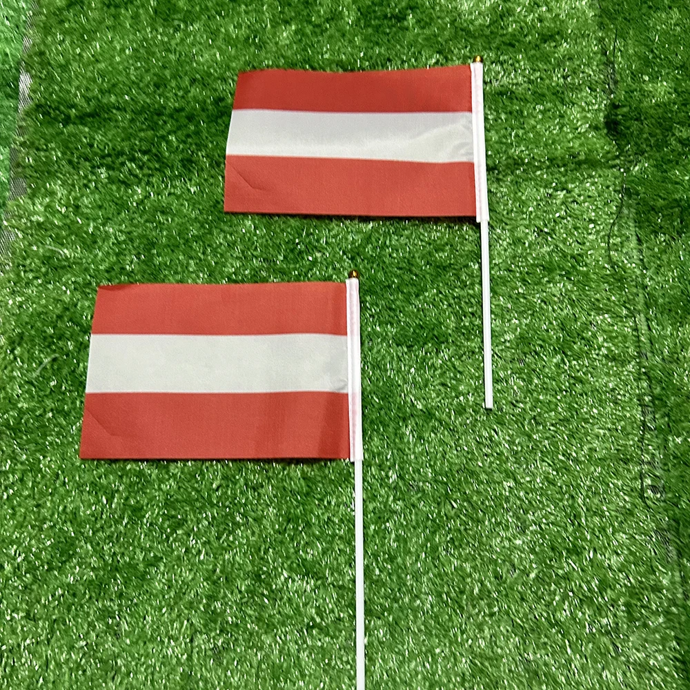 علم السماء النمسا علم اليد 10/20/50/100 قطعة 21*14 سنتيمتر النمسا اليد يلوحون أعلام مع عمود بلاستيكي للنشاط الرياضي ديكور المنزل