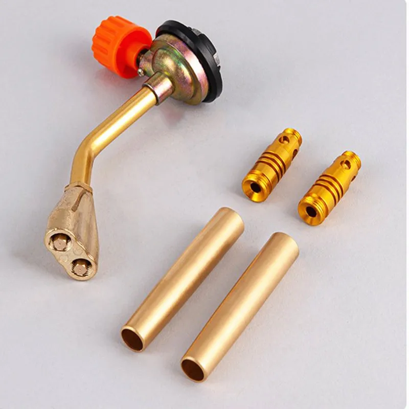 2108 Double-barrelled Welding Torch Butane Gas Blow Torch Flame Gun Portable Flamethrower Burner Outdoor Camping BBQ Tool