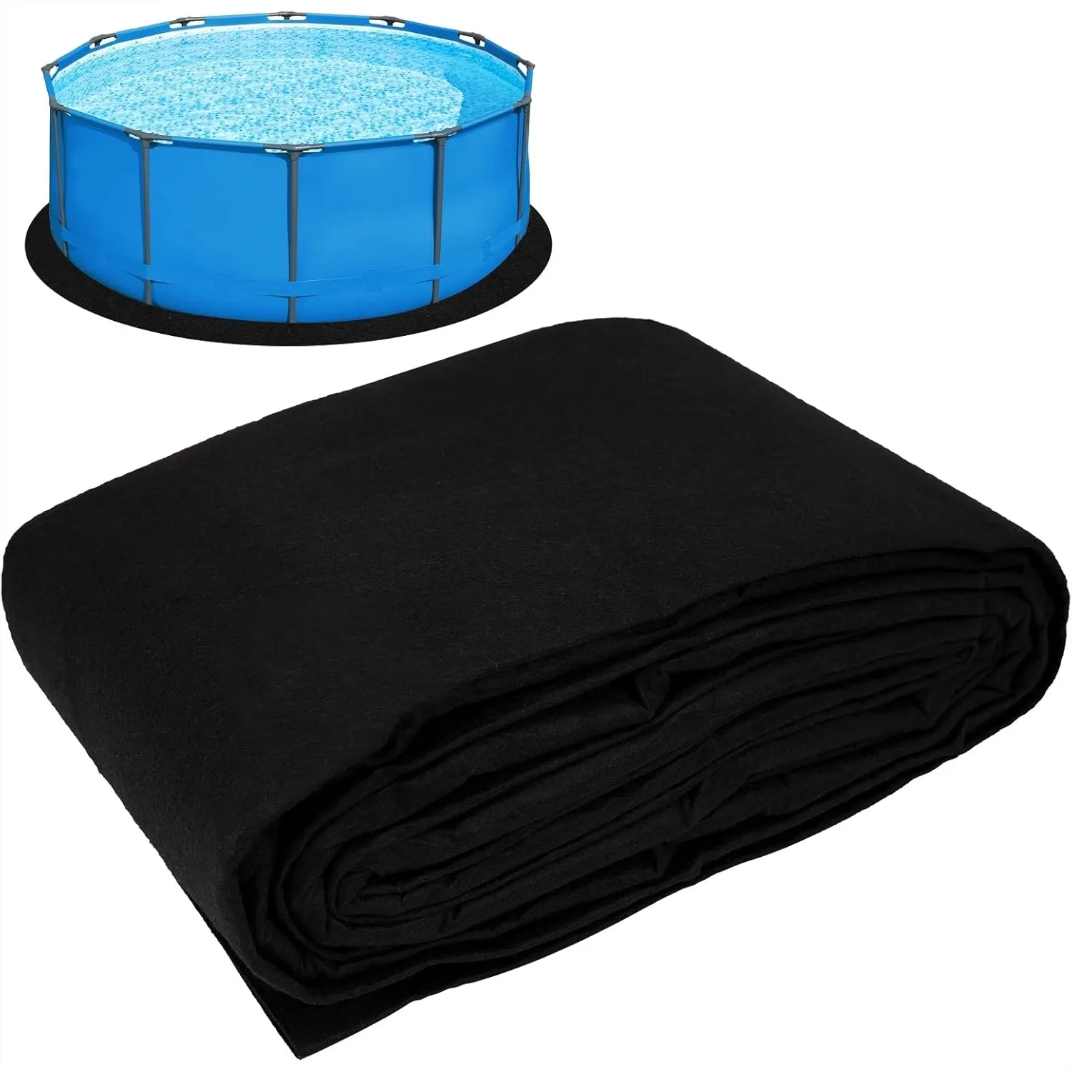 15ft Thickened Round Pool Liner Pad for Above Ground Swimming Pools, Ground Cloth Mat Under Pool Floor Padding