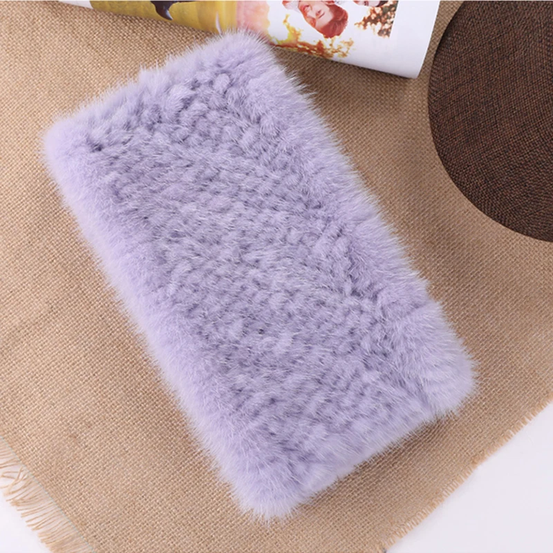 headbands for women Real fur hair band hair accessories Mink knitting female headband for hair Elastic band made scarf