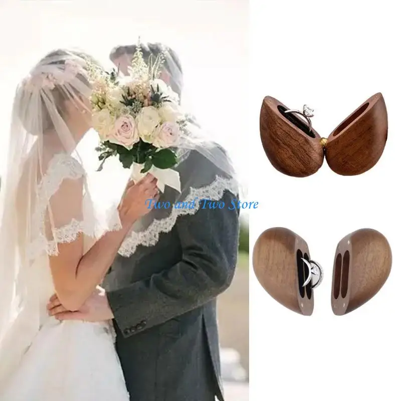 HX6F Rings Bearer Box for Display Closure Heart Shaped Rings Box