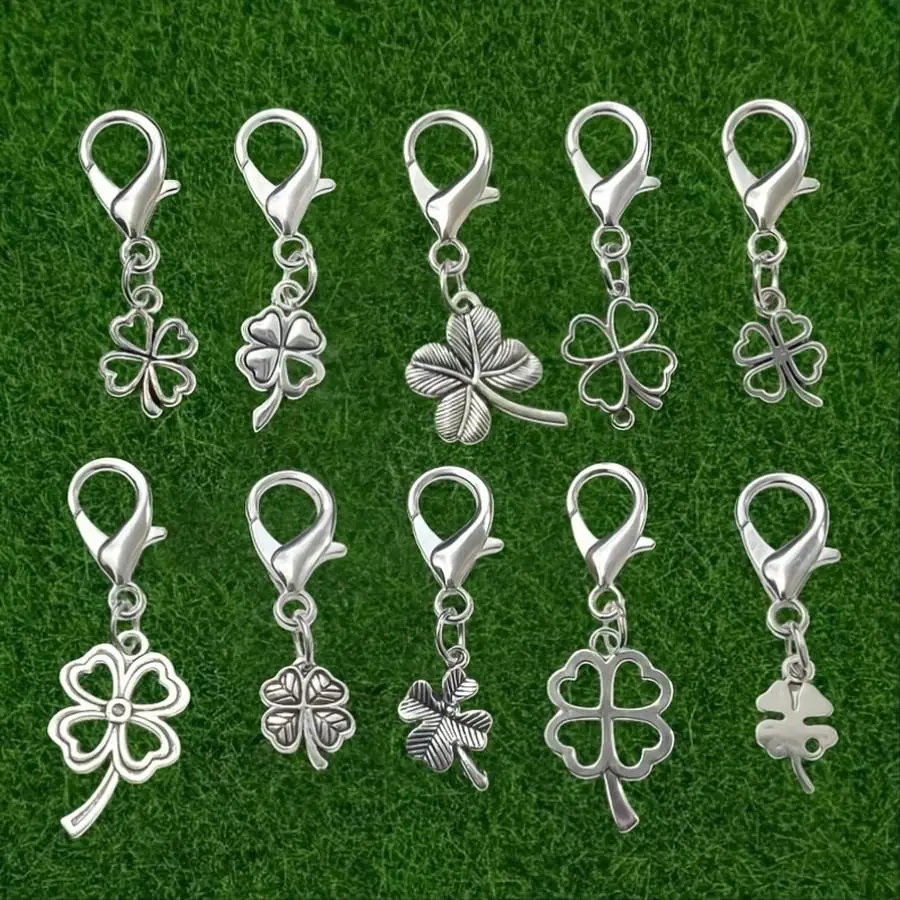 1/5/10/20/50/100pcs s/s/Multiple Sets of Four-Leaf Clover Keychain Sets, Creative Keychain Sets, Lucky Gifts, Party Gifts, Class