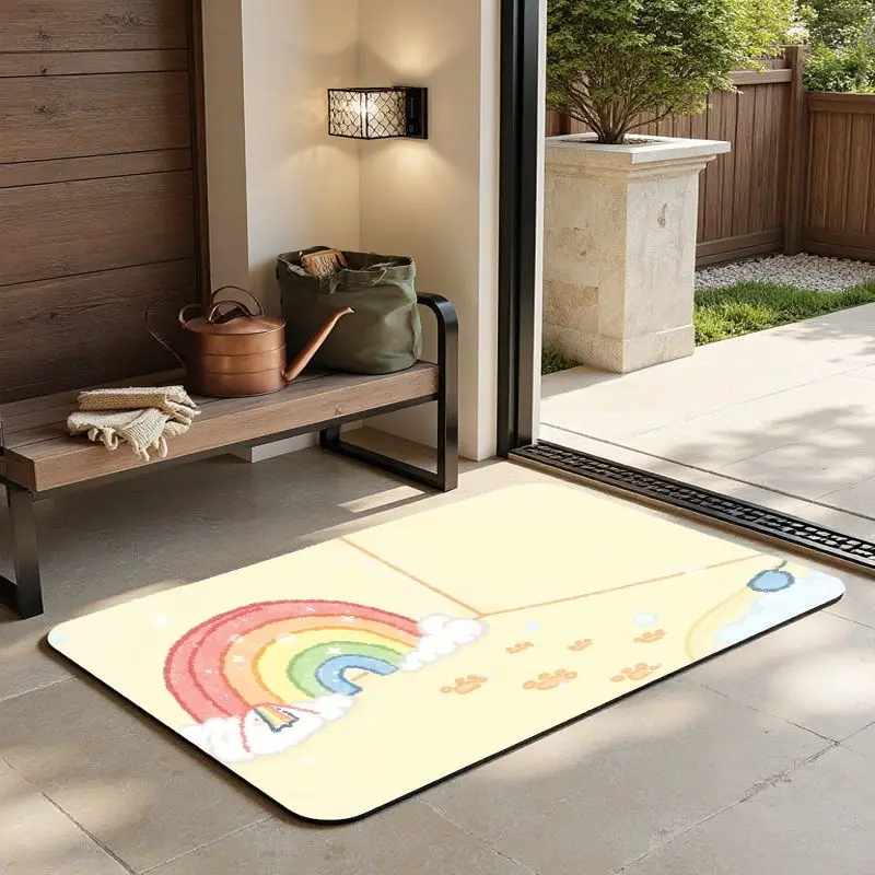 

MatMuse Pet Rainbow Art Print Soft Diatomaceous Earth Mat Floor mats Entrance Non-Slip Living Room Absorbent Bath Fashion Mat