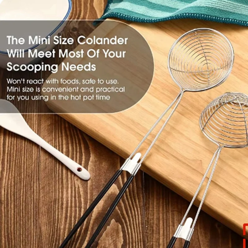 หม้อกรองร้อน Scoops สแตนเลสหม้อกรองช้อนตาข่าย Skimmer ช้อนเอเชียกรอง Ladle Pearl Colander