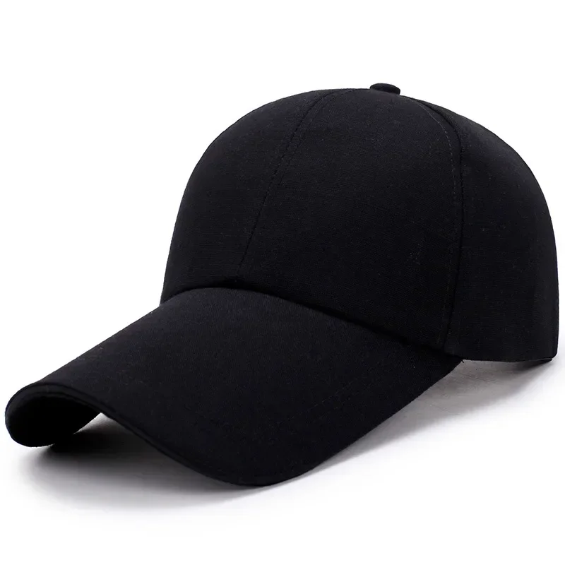 New 10cm Long Brim Unisex Simple Black Baseball Cap Solid Color Golf Hat Cotton Caps Hats Casual Hip Hop Dad Hats For Men Women