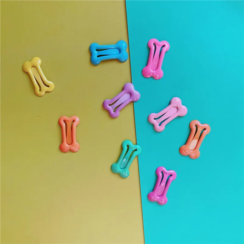 5/10/20pcs Dog Hair Clips Multicolor Barrettes Small Bone Snap Hair Clips for Dog Cat Pet Grooming Bows Pet Hair Accessories