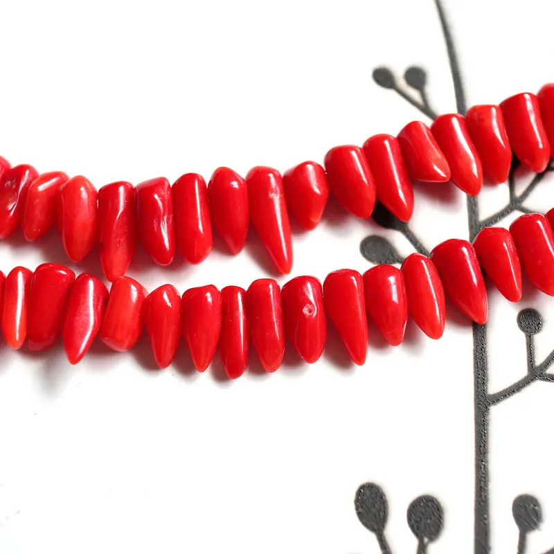 !!!Half String!!! 7 inch/18cm Natural Dyed Red Coral 5x13mm Chilli Pepper Shape Beads Jewelry Making DIY For Girls