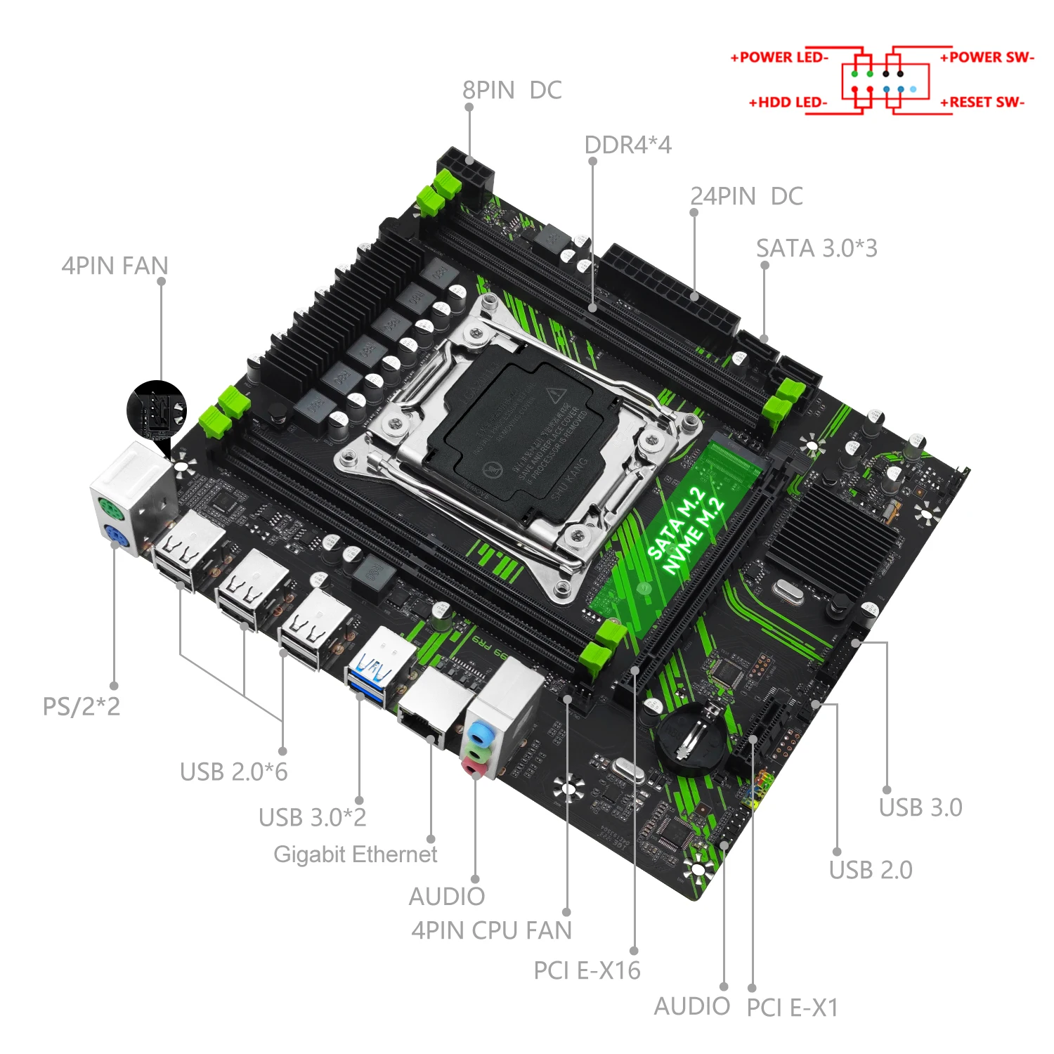 Imagem -03 - Kit Placa Mãe Pr9 Lga 20113 Grupo Xeon e5 2690 v3 Processador Cpu Ddr4 16gb de Memória Ram Usb 3.0 Nvme M.2 Ssd M-atx Machinist-x99