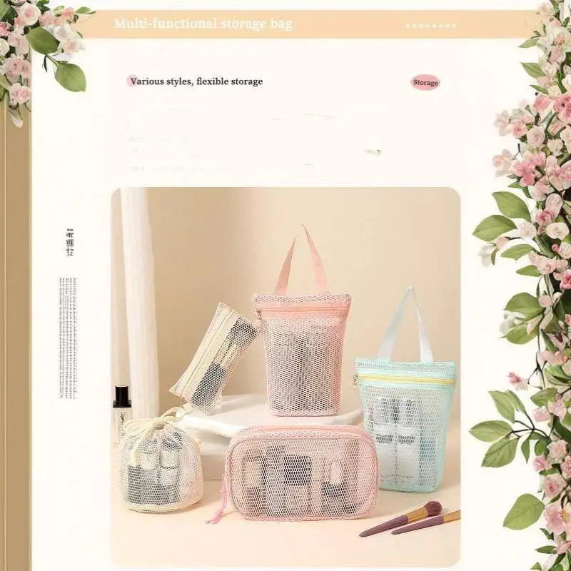 Große Kapazität Mesh-Kosmetiktasche Atmungsaktives Netz Transparenter Reise-Make-up-Organizer Glatter Reißverschluss Mehrzweck – Detail 8