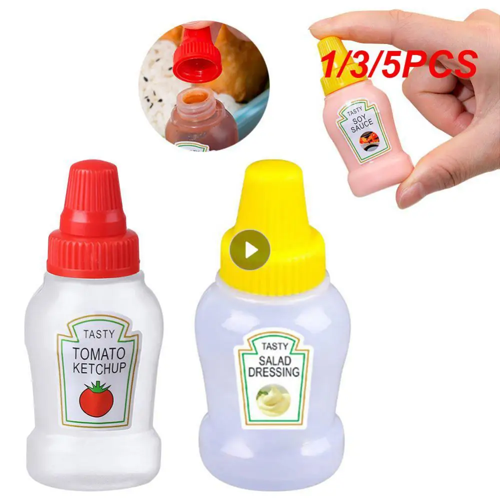 1/3/5PCS Condiment Squeeze Bottle Multifunctional Covered Single Polychromatic Condiment Squeeze Box Plastic Condiment Dispenser