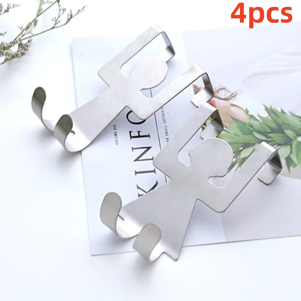 4Pcs Over The Door Hooks Bathroom Organizer Rack Kitchen Drawer Human Shape Hooks Clothes Towel Handbag Holder Wall Hanger