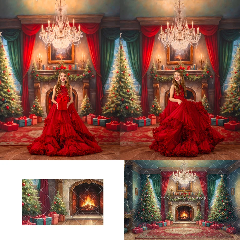 

Xmas Whisper Drawing Room Backdrops Kids Girl Photography Child Baby Photocall Fireplace Window Curtains Christmas Backgrounds