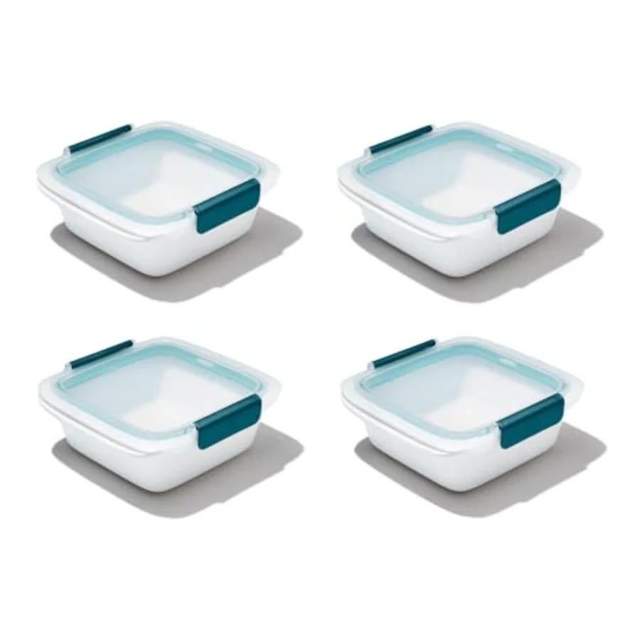 

Sandwich container for meal prep and leftovers, BPA-free plastic, white, leakproof seal and stackable design, 4-pack