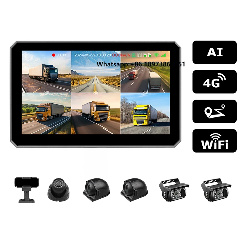 

6CH Factory Price GPS WIFI 4G Option AI Function Touch Screen Car Dashboard Monitoring with DVR Monitoring BSD DMS