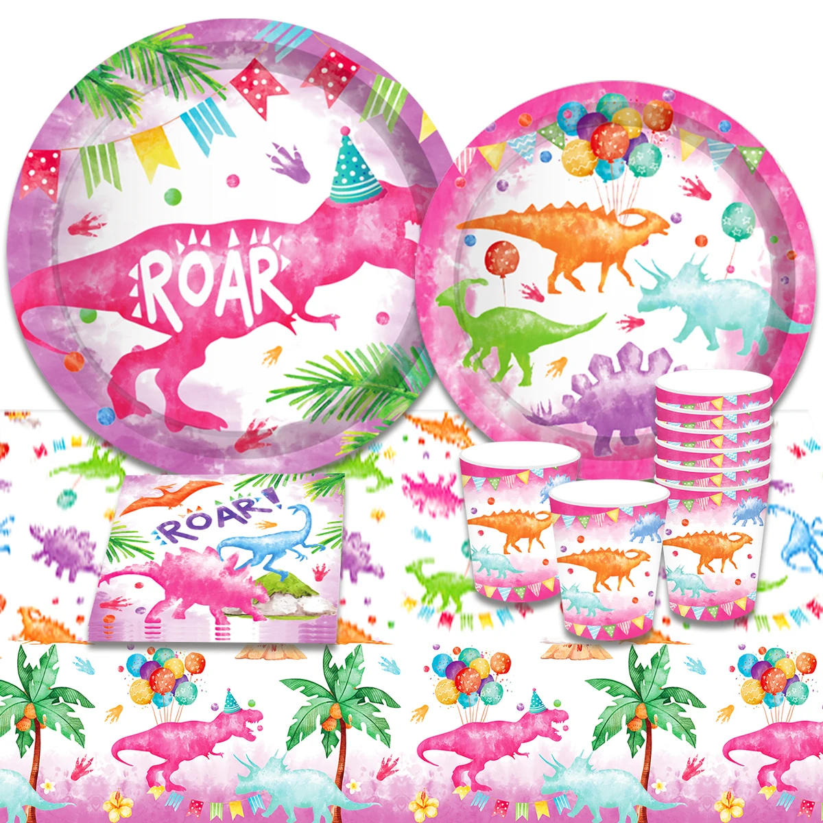 

Dinosaur Party Disposable Tableware Set Paper Plate Cup 1st Birthday Party Decor Baby Shower Dinosaur Roar Dino Theme Suppies