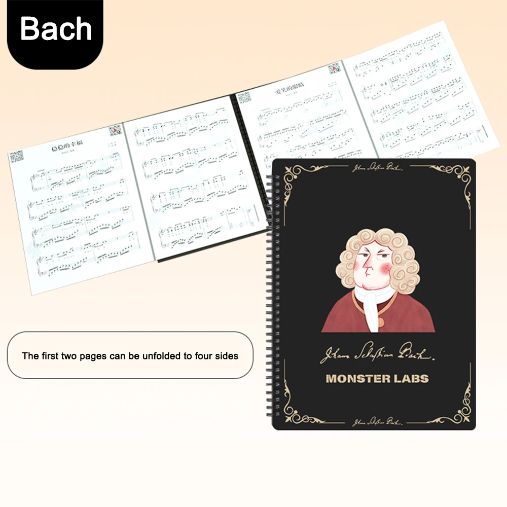 Musical Score Book Bach Beethoven Tchaikovsky Mozart Strauss Chopin Music Sheet Notebook for Piano Guitar Violin