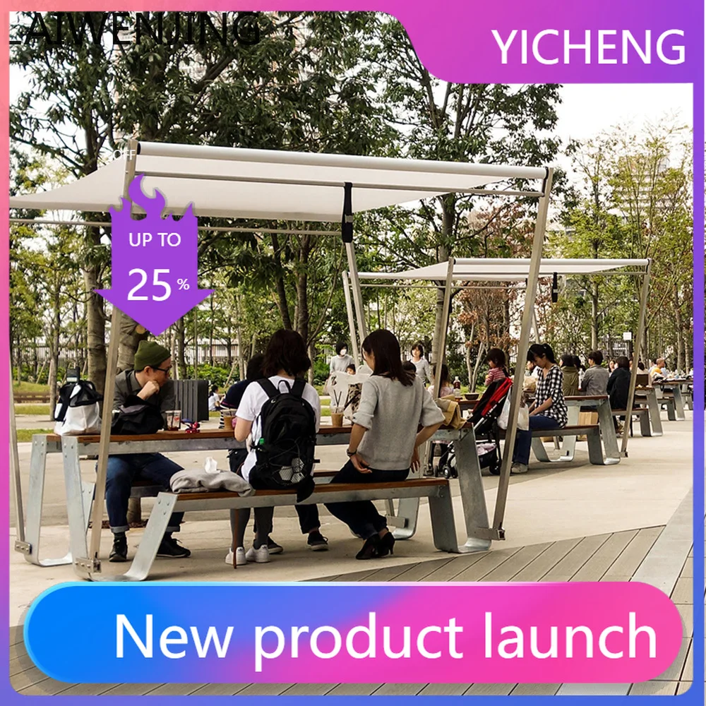LYY  outdoor table and chair set one-piece restaurant cafe leisure open-air courtyard stainless steel pendulum combination