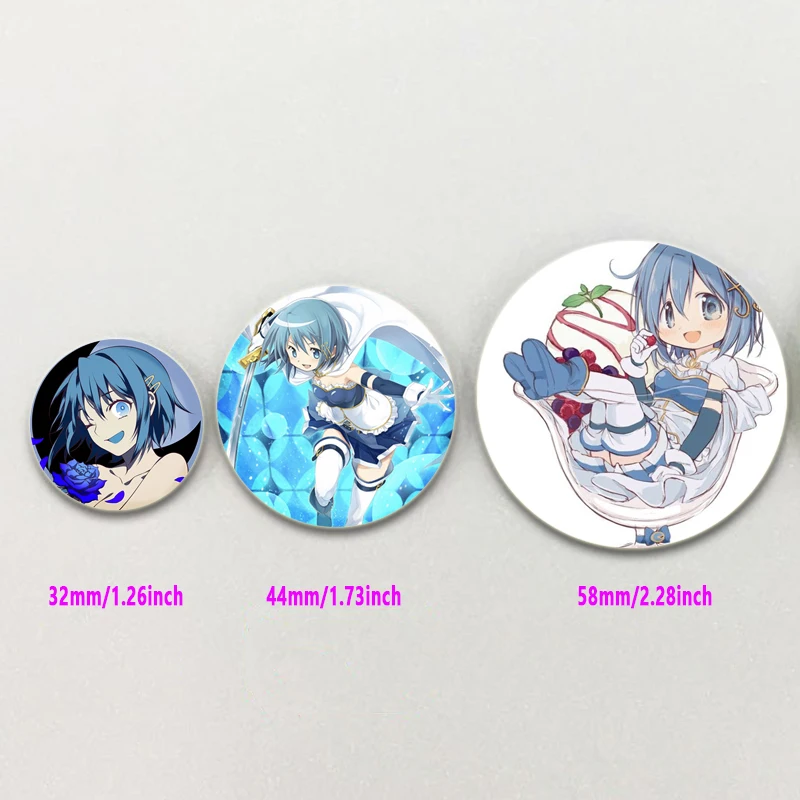 Round HD Print Cartoon Badge Cute Anime Figure Sayaka Miki Brooches Backpack Jewelry Accessories Puella Magi Madoka Magica Pins