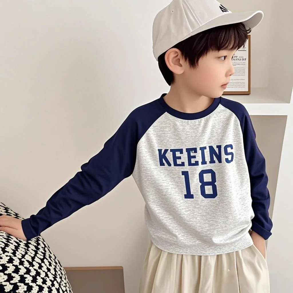 Baumwoll-T-Shirts für Babys, Jungen und Mädchen, farbblockierende Langarm-T-Shirts, lässige Mode, Kinderkleidung, Basishirts – Detail 6