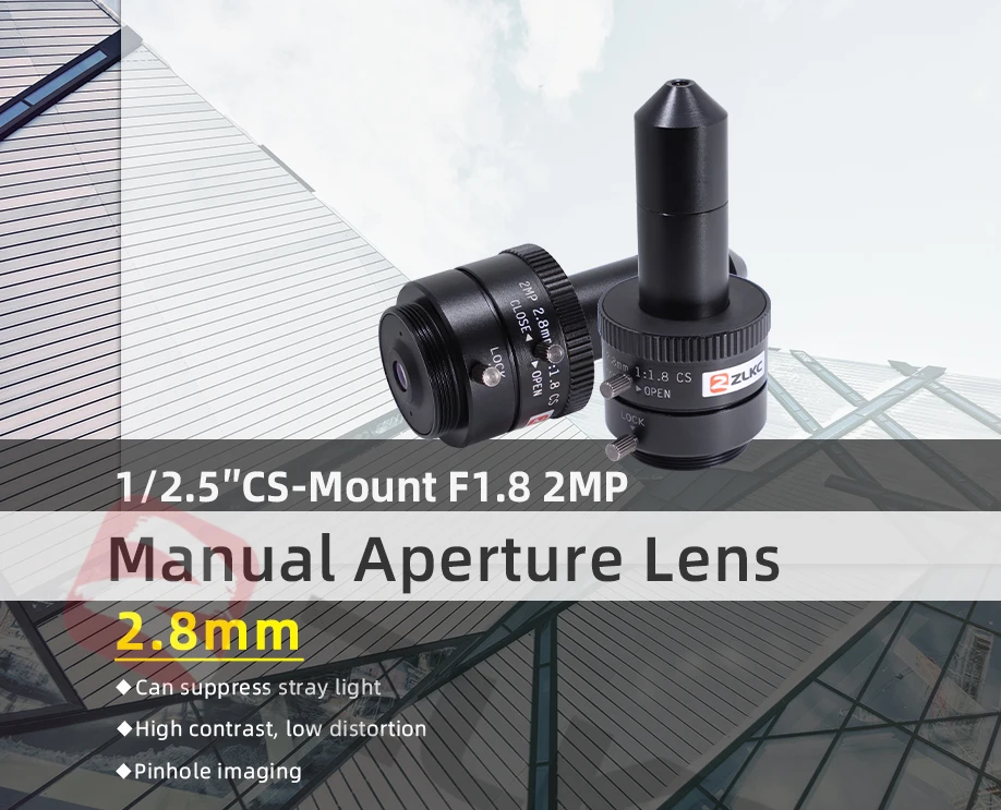 2,0-Megapixel-Objektiv mit manueller Blendenöffnung, 2,8 mm, 1/2,5-Zoll-CS-Mount-Objektiv, CCTV-Objektiv für Bildverarbeitungskameras – Detail 1