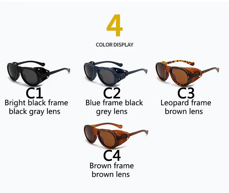 BOYSEEN Steam Punk Oval Winddicht Goggle Polarisierte Sonnenbrille Männer Frauen Fashion Shades Vintage Brille Brillen UV400 – Detail 6