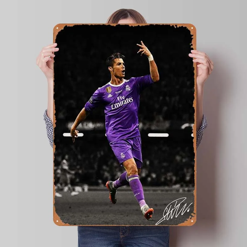 Cristiano Ronaldo Poster Soccer Sports Tinplate Sign Door Decoration Living Room Custom Metal Signs for Wall Art Decoration Home