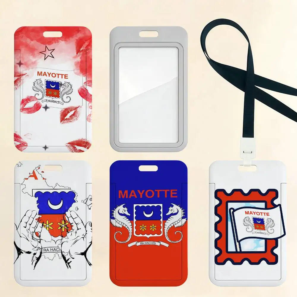The Mayotte Flag  Card Holder Corporate Business Work Badge Holders Uisex Credit Bus Daily Commute ID Case