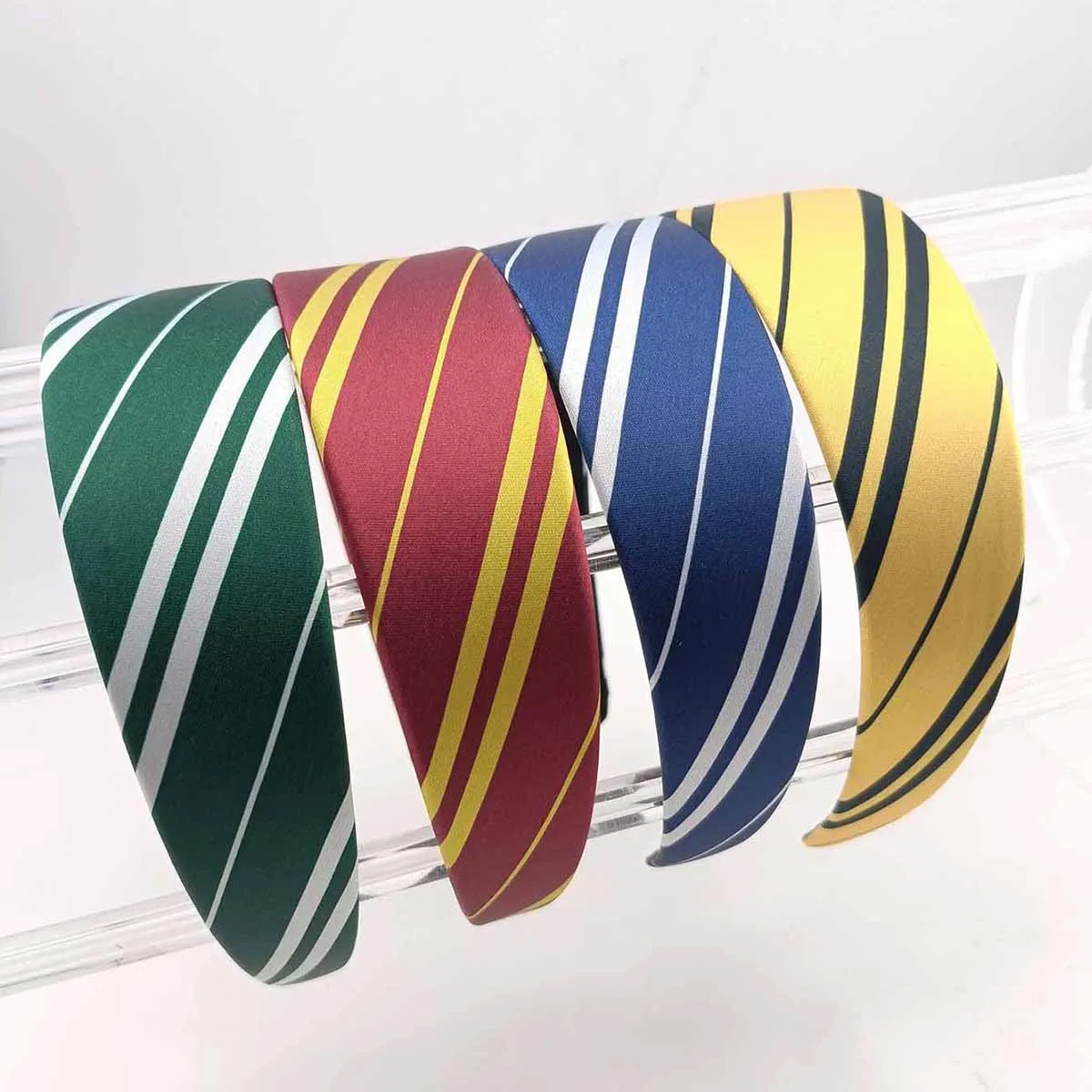 Diadema Escolar Slytherin de Harry Potter para Niñas, Accesorio Retro de Seda a Rayas para Disfraz de Maga