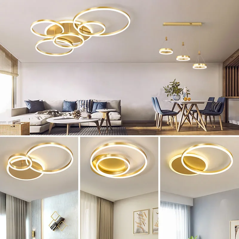 Modern LED Rings Ceiling Chandeliers Lighting For Decorative Living Room Dimmable Indoor Lamps Parlor Foyer Lustres Luminaire