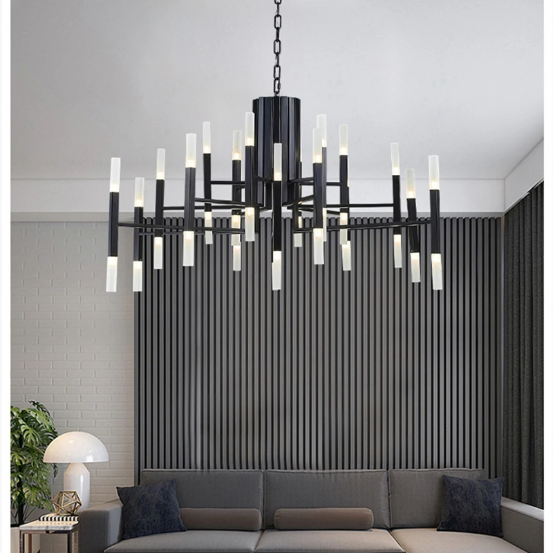 

TheLight LED Chandelier Modern Fashion geometric chandelier Design Led Art Decor Tube G4 Chain Hanging Lamp kitchen island light