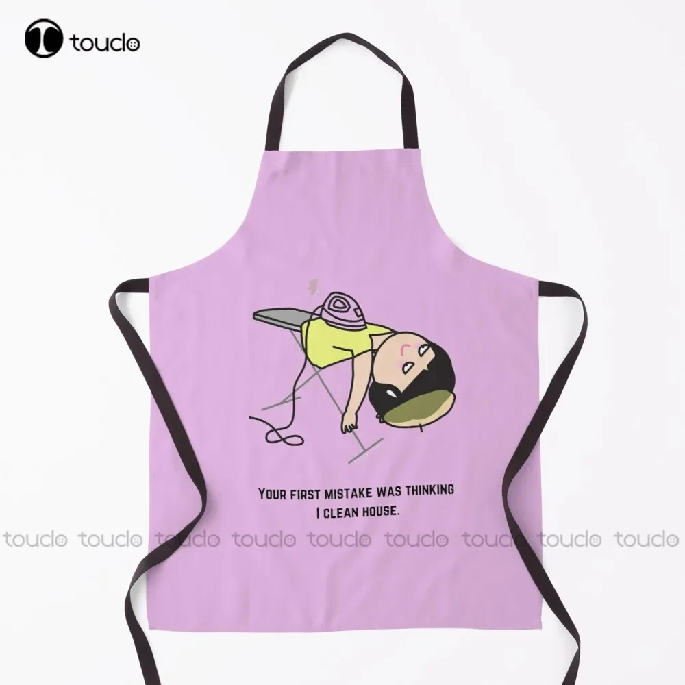 

Новый Thinking I Clean House, забавный мультяшный фартук с юмором для домашнего хозяйства, садовый кухонный индивидуальный фартук унисекс для взрослых