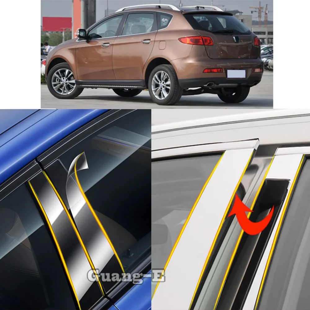 Car TPU/Glossy Mirror Pillar Post Cover For LUXGEN 7 LUXGEN7 SUV 2012 2013 2014 2015 2016 Door Trim Window Molding Sticker Plate